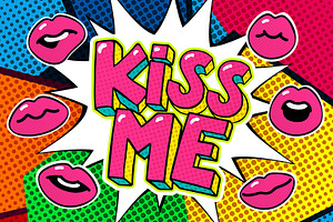 Kiss me word bubble.