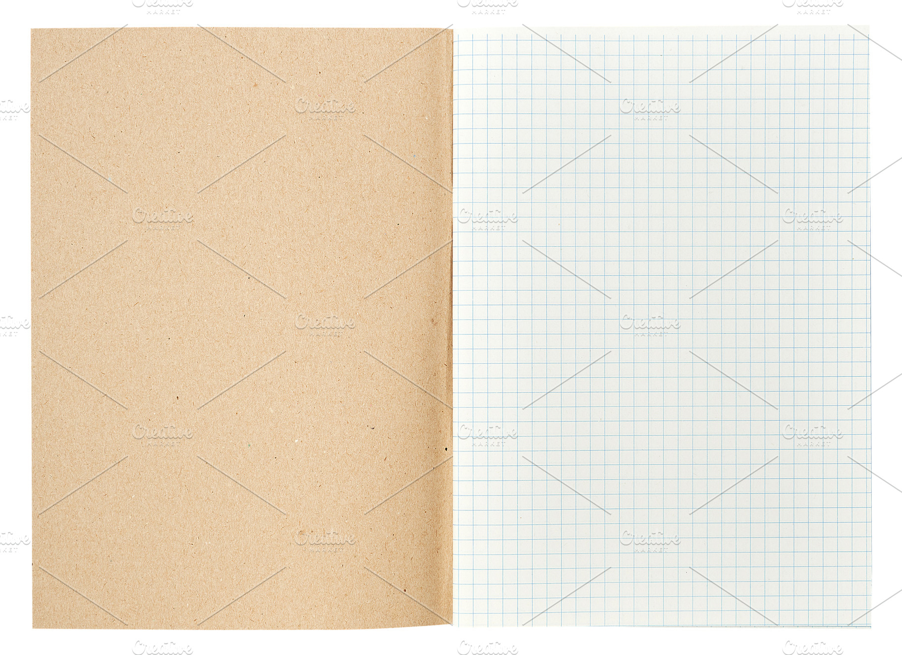 An open notebook with a kraft paper cover and white grid-lined p, a School & Education Photo by ndanko