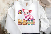 Watercolor Spring Pig Sublimation, an Illustration by DreamCafeArt (Thumbnail 4 of 4)