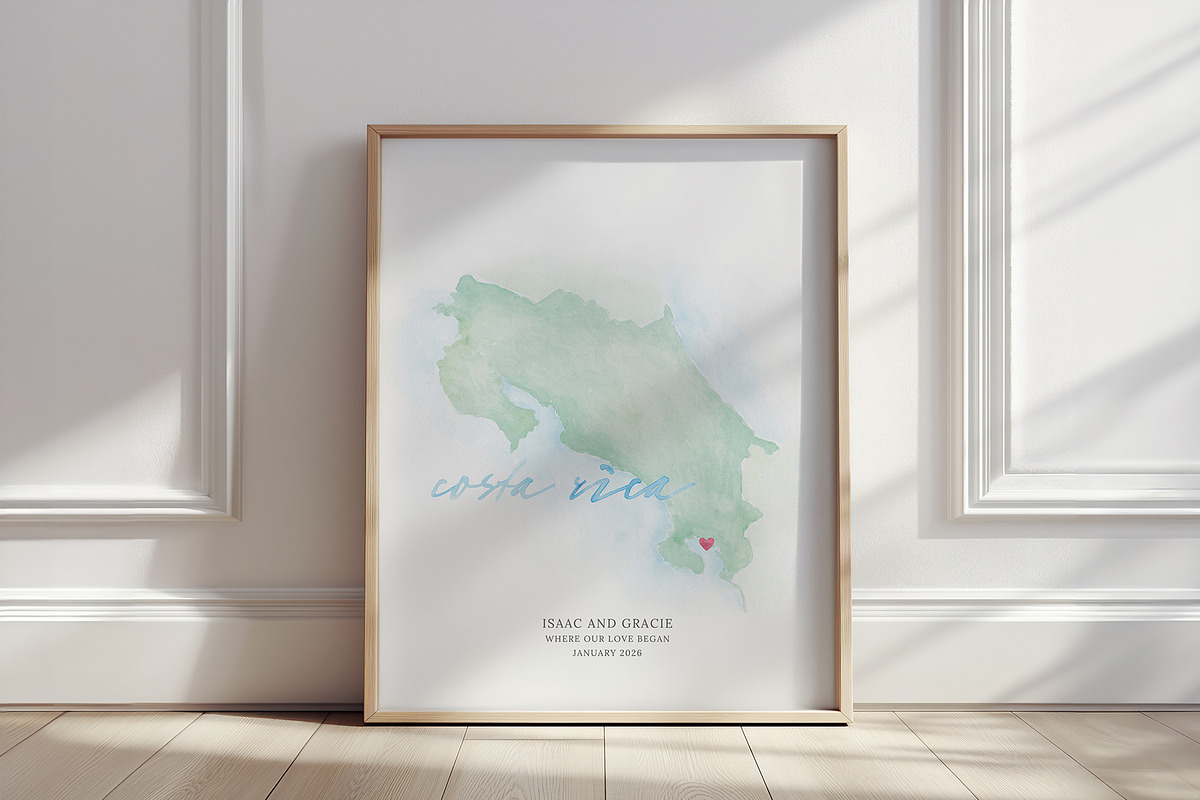 Watercolor Map of Costa Rica, an Illustration by Beloved Paper (Photo 2 of 6)