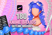 Procreate Hair Anime Outline brushes, a Brush Add-On by Revabrush (Thumbnail 1 of 9)
