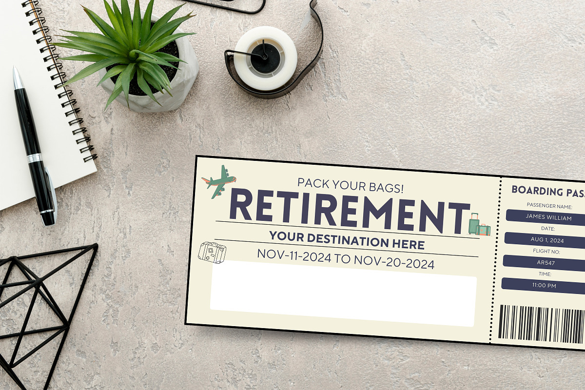 Retirement Boarding Pass Template, a Card Template by Snapybiz (Photo 2 of 10)