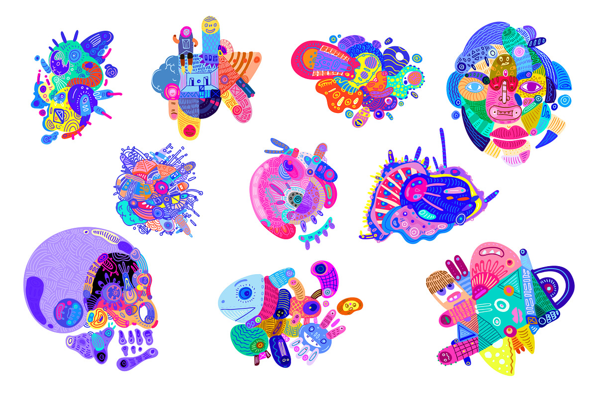 10 Abstract Doodle Illustrations, a Decorative Illustration by singpentinkhappy (Photo 2 of 9)