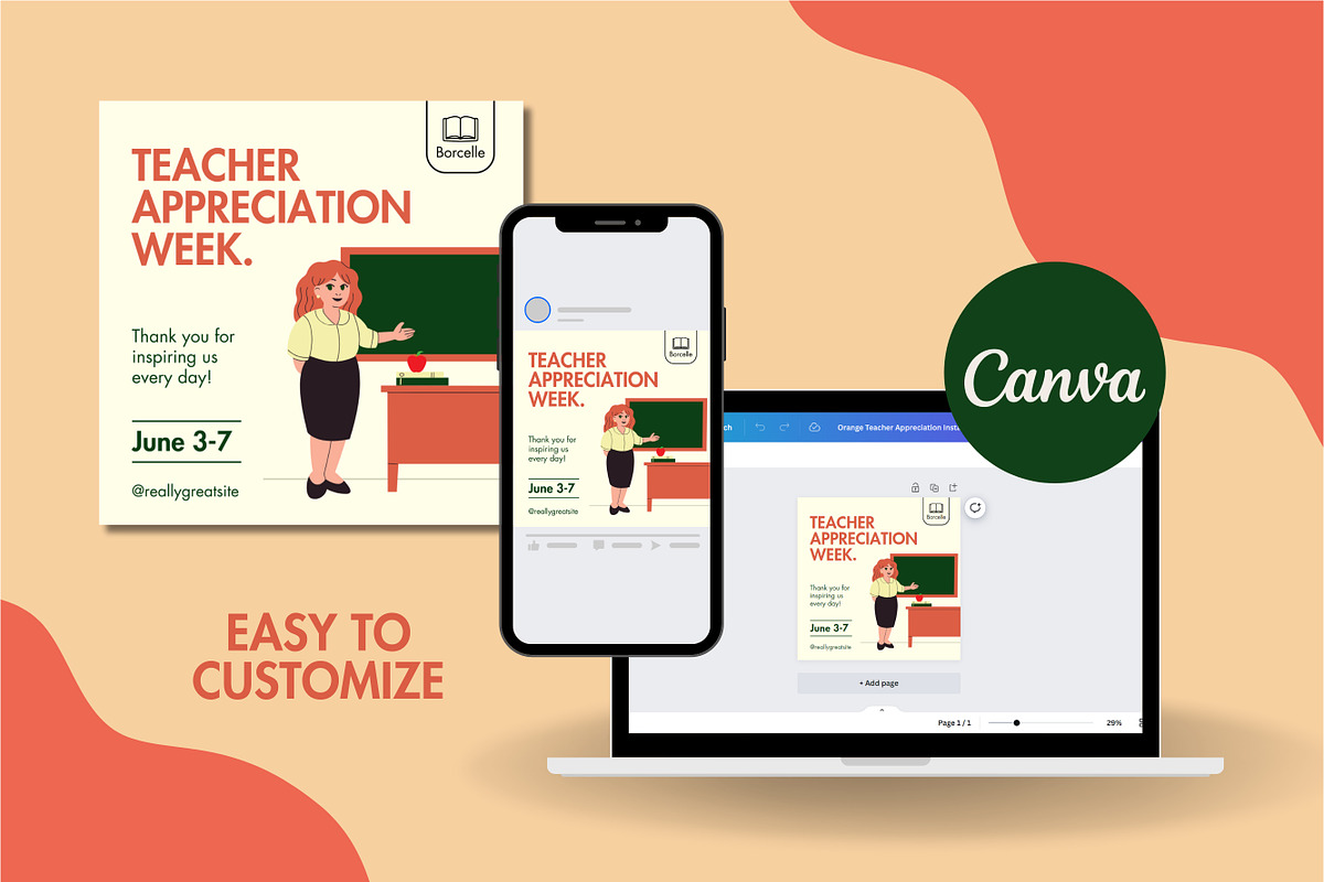 Teacher Appreciation Week Canva, a Design Template by TemplateCastleStore (Photo 2 of 3)