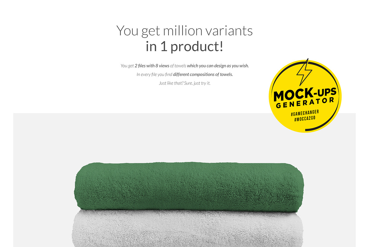 Bath Towels 8x Mock-ups, a Print Template by Mocca Mockups Store (Photo 5 of 7)