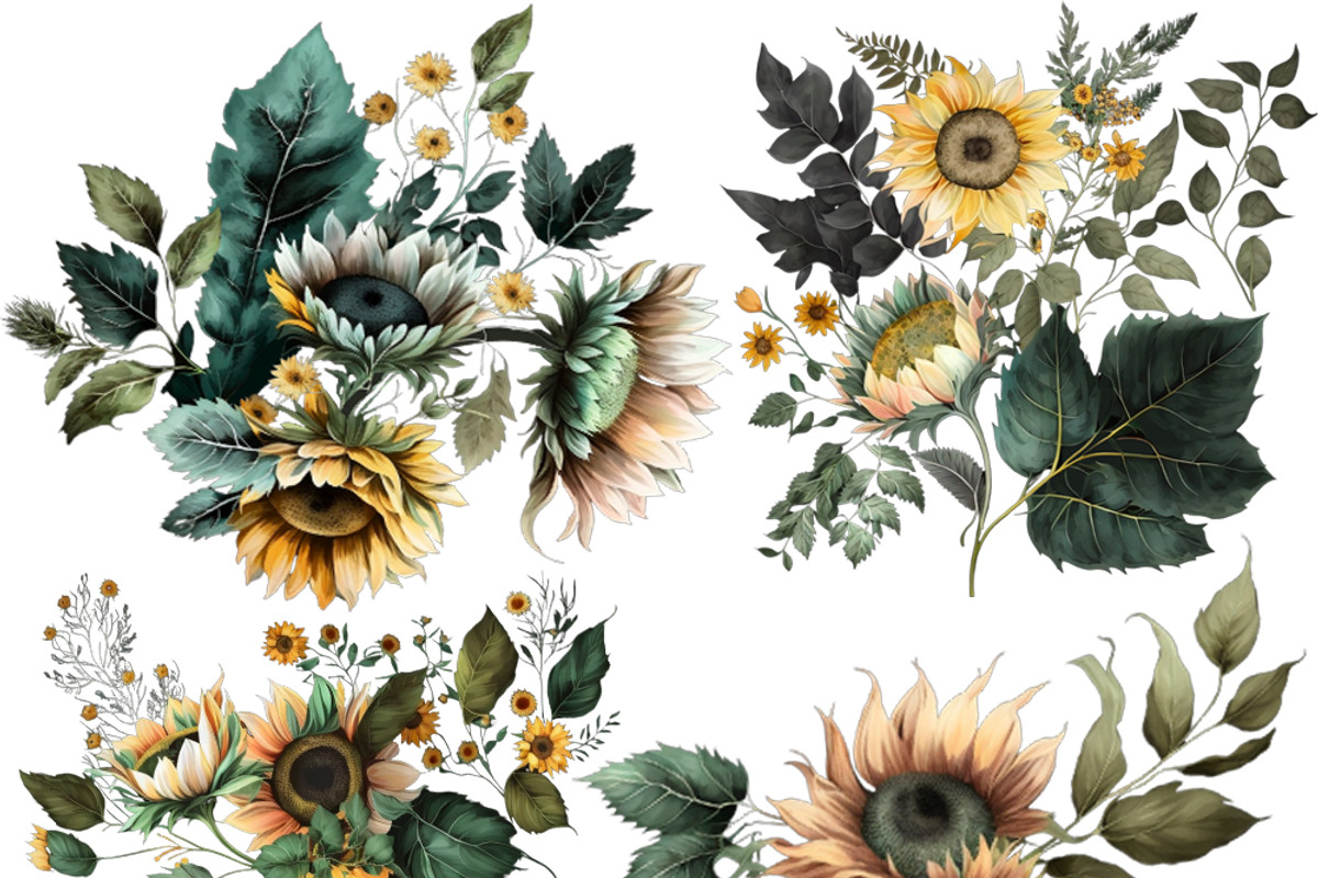 Sunflowers Flowers Clipart, a Seasonal Illustration by Tanya Kart (Photo 2 of 5)