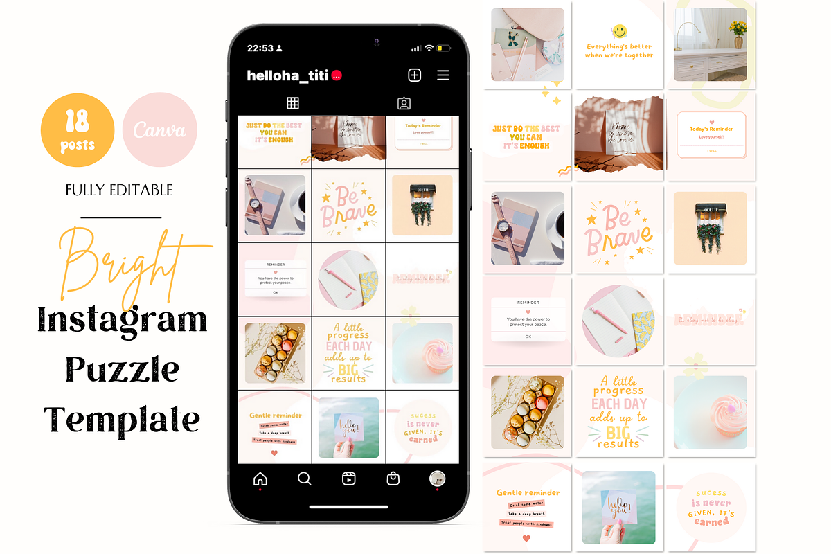 Bright Instagram Puzzle Canva, a Social Media Template by Hellohastore (Photo 1 of 9)