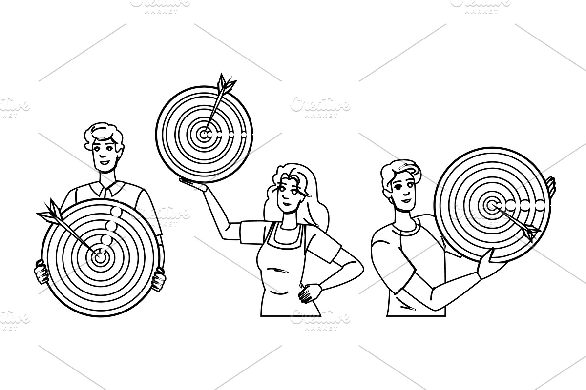 focus setting goals vector, a Person Illustration by pikepicture