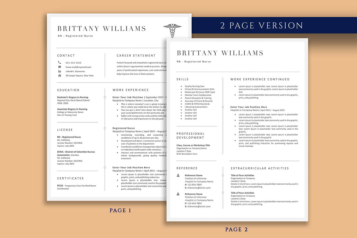 Nurse Resume Template Word, Pages, a Resume Template by VictoriousVita (Photo 3 of 8)