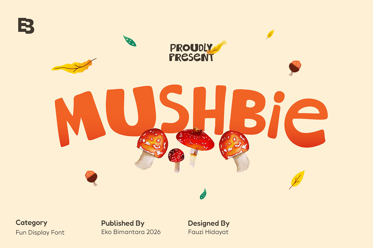 Mushbie; Fun Display Font, a Sans Serif Font by Eko Bimantara (Photo 1 of 10)