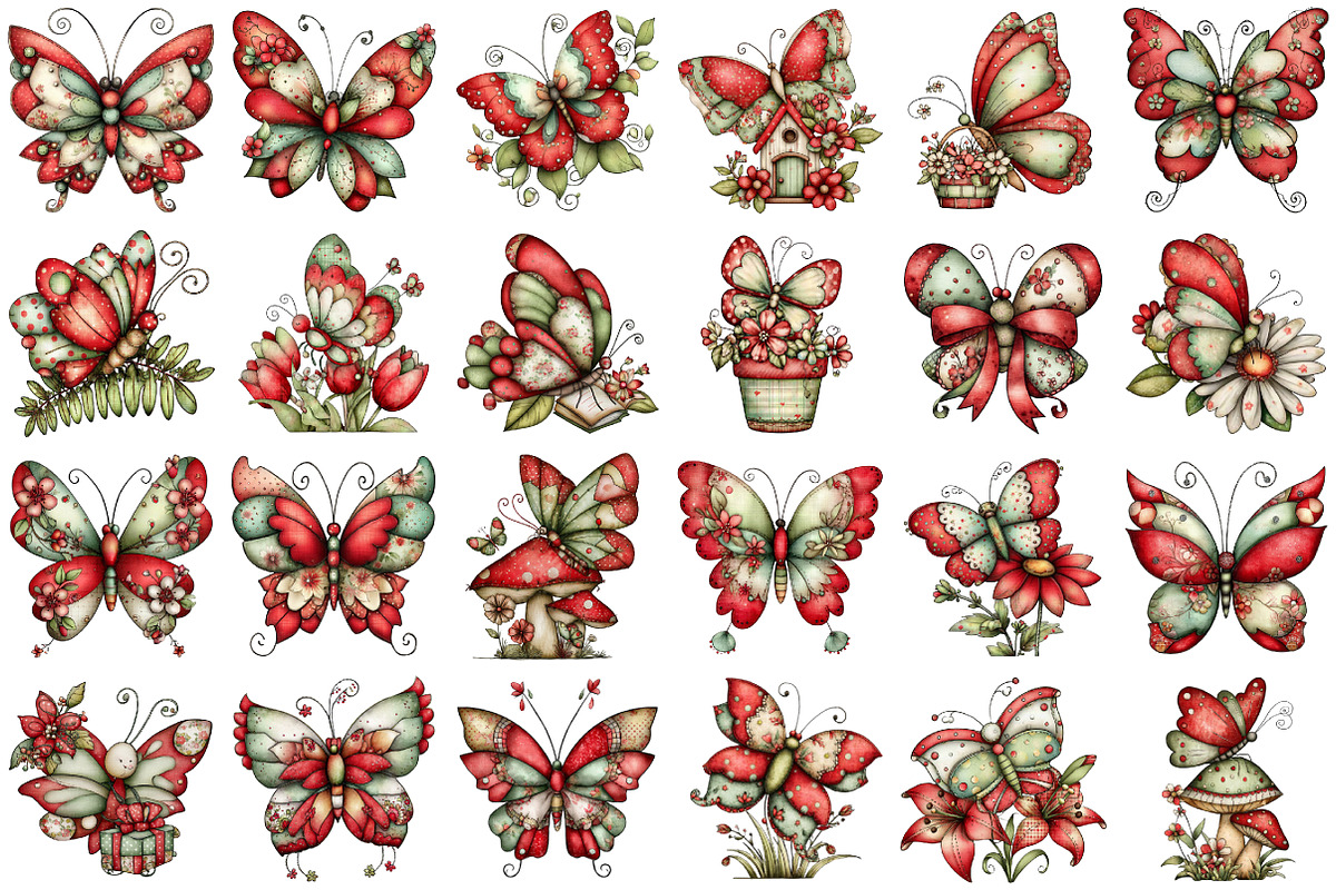 Whimsical Spring Butterfly Clipart, an Illustration by designcity5 (Photo 2 of 5)