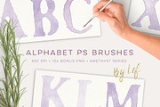 Watercolor PS Brush Set Alphabet, a Brush Add-On by By Lef (Thumbnail 1 of 3)