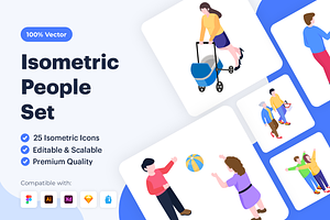 Isometric People Set, a Duotone Icon by Brickclay