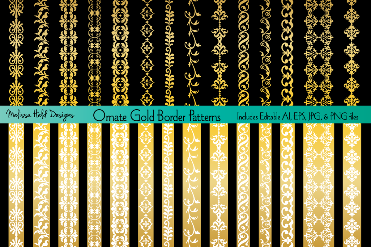 Ornate Gold Border Patterns, a Pattern Graphic by Melissa Held Designs (Photo 1 of 3)