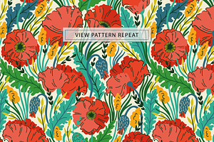 POPPY MEADOW Seamless Pattern