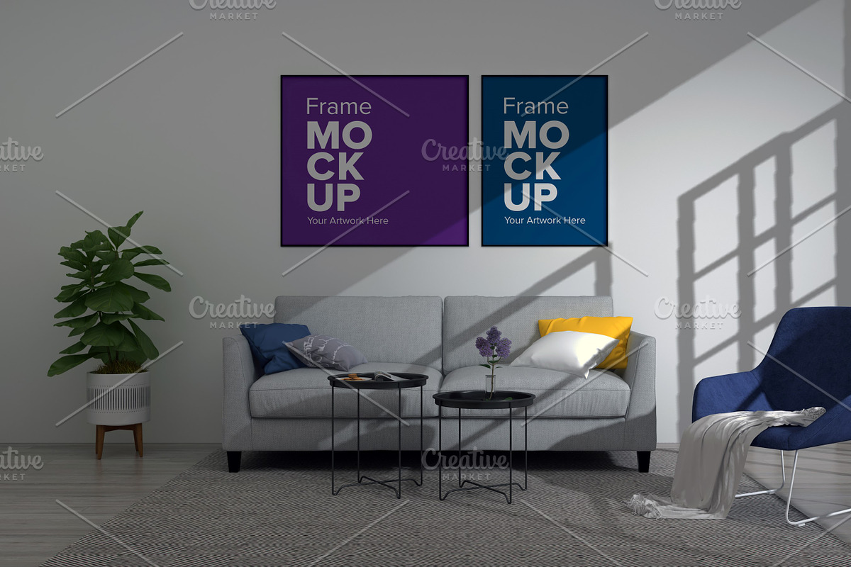 Interior Living Room Mockup, a Household Mockup by shahsoft | Creative ...