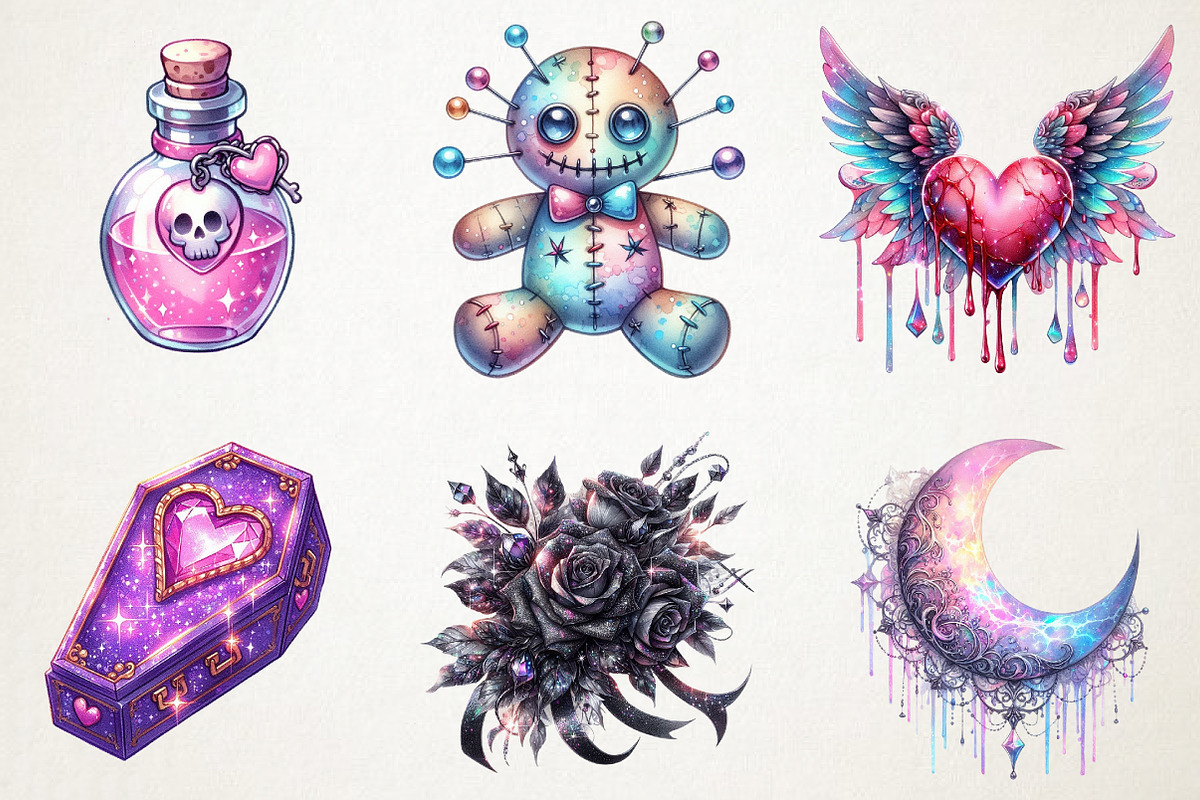 Pastel Gothic Halloween Clipart, an Illustration by RobertsArt (Photo 4 of 7)