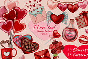 I Love You (seamless pattern), a Decorative Illustration by Andre_Eva (Thumbnail 1 of 10)