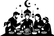 50 Ramadan Iftar Silhouette Bundle, an Illustration by Gfx_Store (Thumbnail 17 of 49)