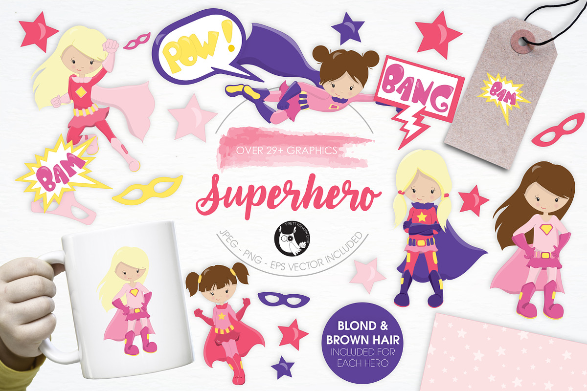 Super Hero illustration pack, an Illustration by PrettyBundles (Photo 1 of 5)
