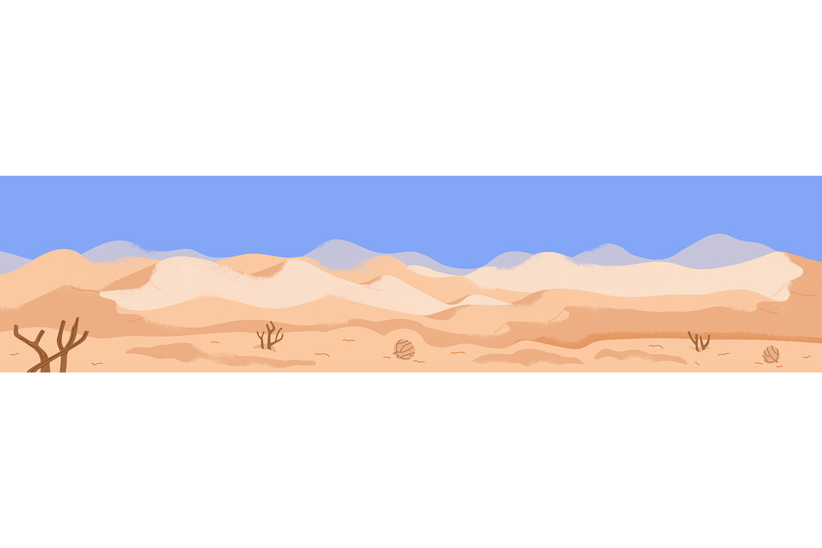 Hot desert with sand dunes landscape, a Seasonal Illustration by Good Studio (Photo 2 of 3)