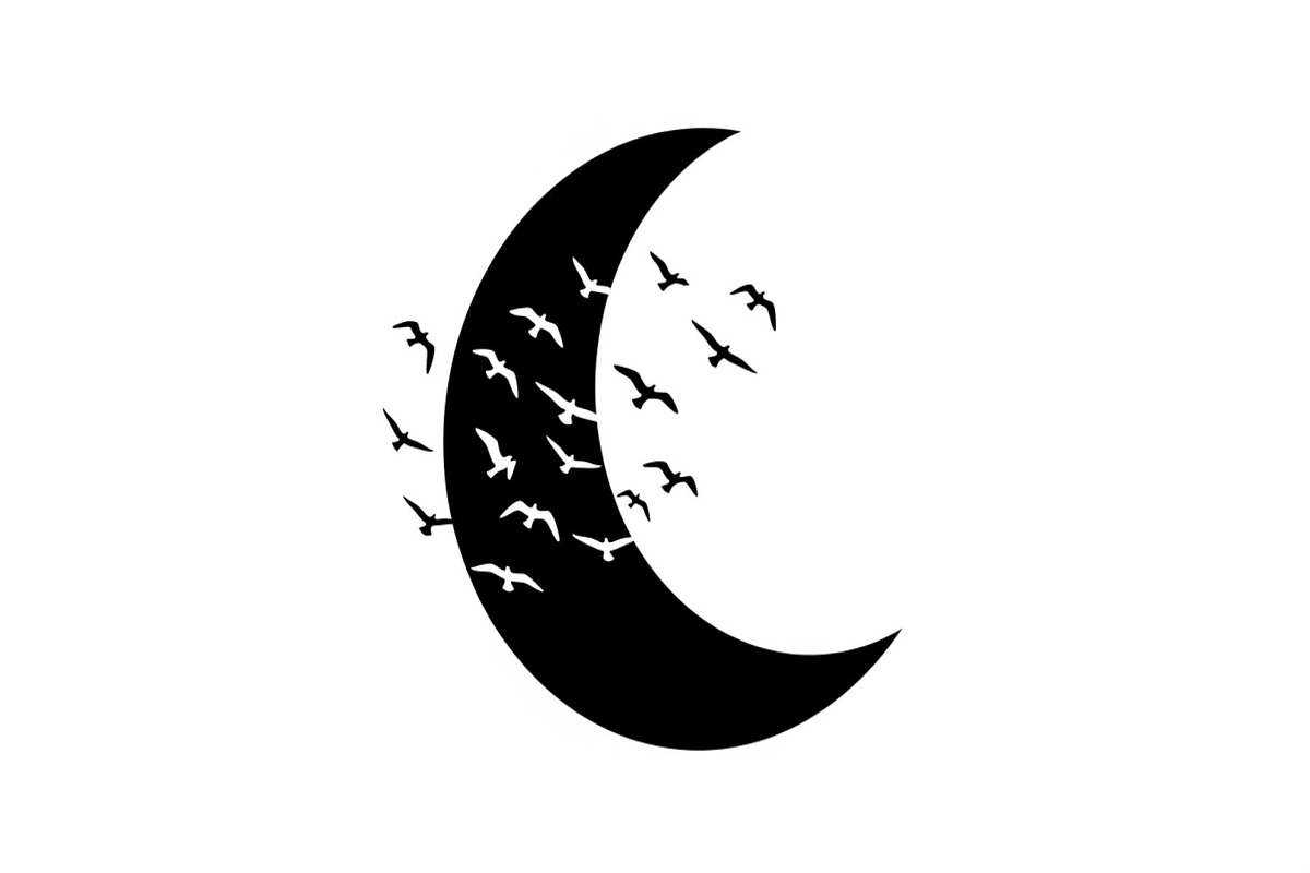 Flying Birds Moon SVG Bundle, an Illustration by yasushie (Photo 2 of 31)