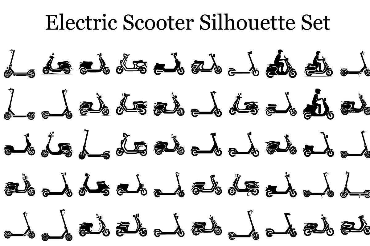 Electric Scooter Silhouette Set, a Graphic by musafir_fashion (Photo 1 of 12)