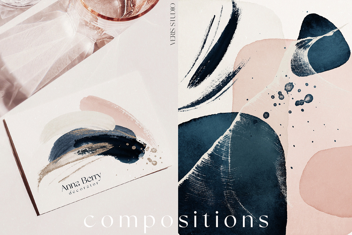Abstract Navy Blue Watercolor Shapes, a Texture Graphic by Veris Studio (Photo 13 of 21)