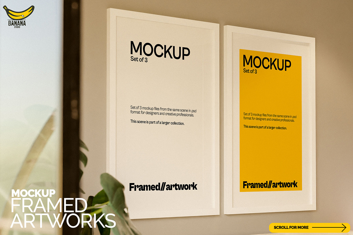 Framed Artwork on the Wall Mockup, a Merchandise Mockup by Banana Mockups (Photo 1 of 5)