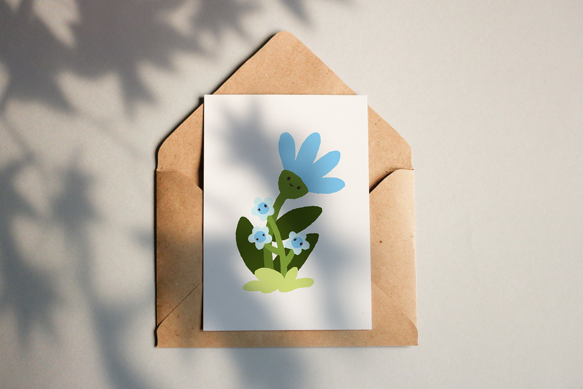 Cute flowers with kawaii faces set, a Decorative Illustration by Good Studio (Photo 5 of 5)
