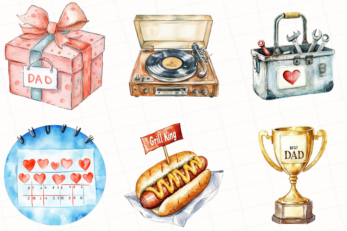 Watercolor Father's Day Clipart, an Illustration by OK Design (Photo 3 of 5)