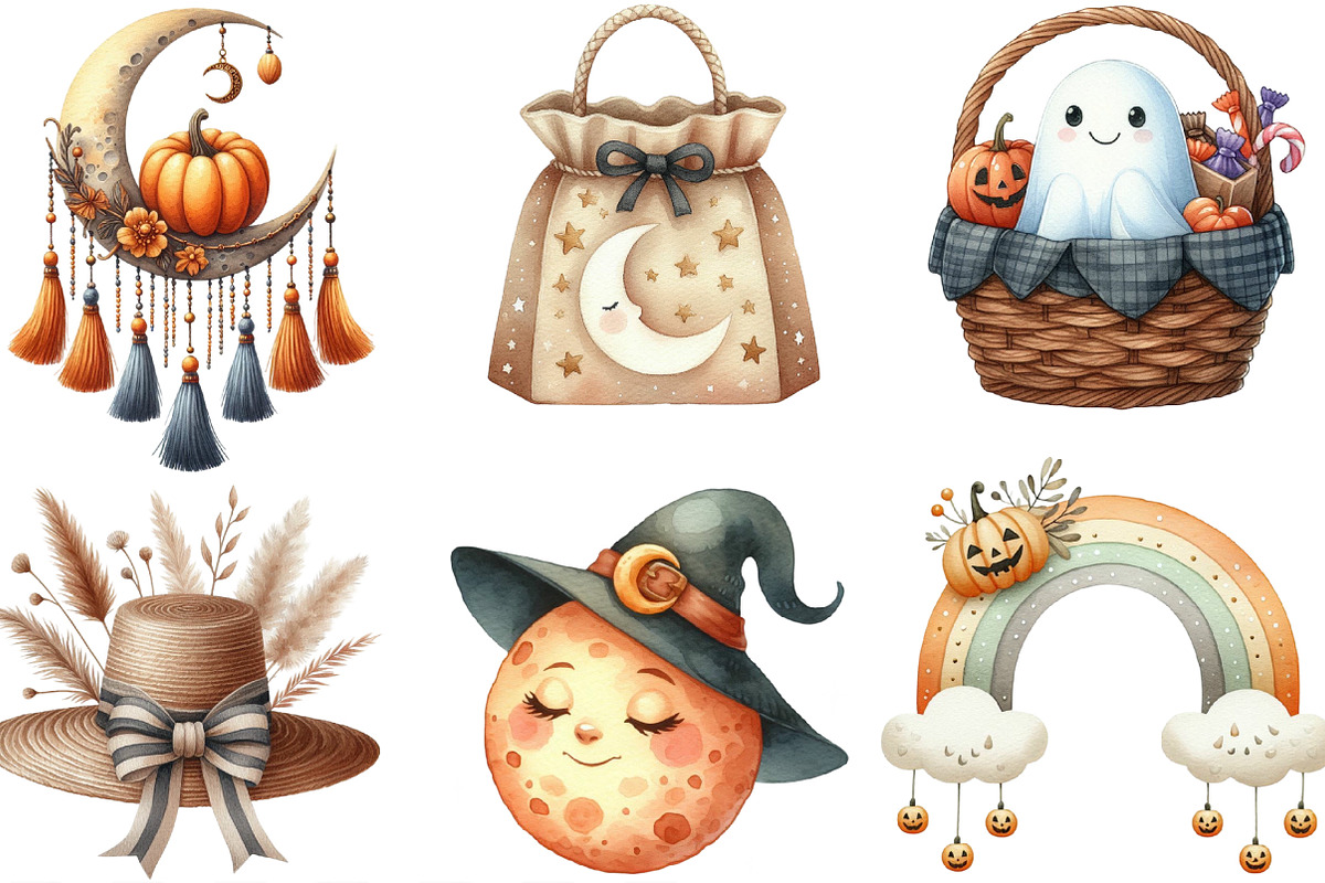 Boho Halloween Trick or Treat PNG, an Illustration by Designking (Photo 3 of 4)