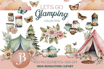 Glamping Camping Clipart Collection, a Graphic by JBArt Clipart
