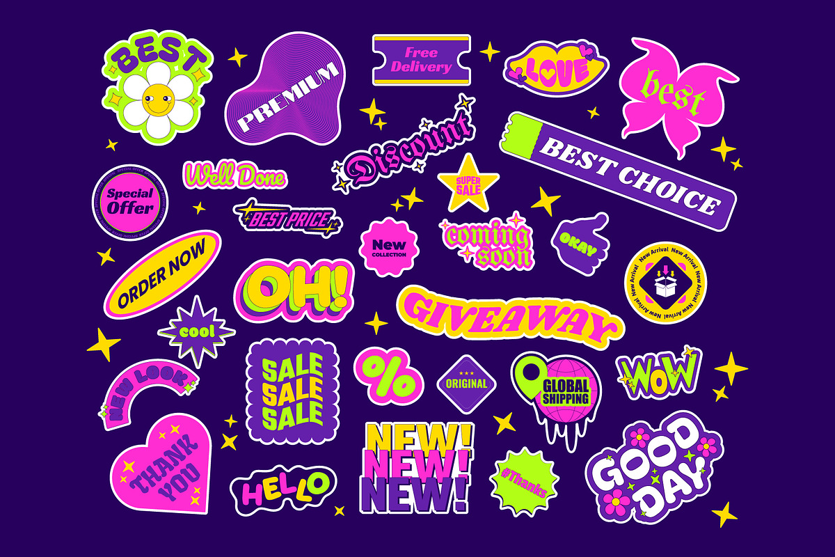 Retro Promotional Round Sticker Pack, a Decorative Illustration by IMG Visuals (Photo 2 of 8)