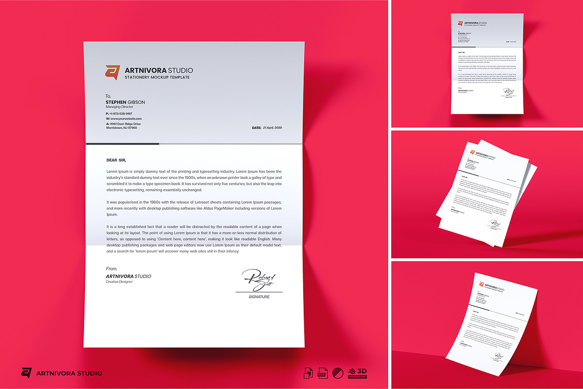 Letterhead Mockup Sets, an Advertising Mockup by Artnivora.Std (Photo 1 of 4)