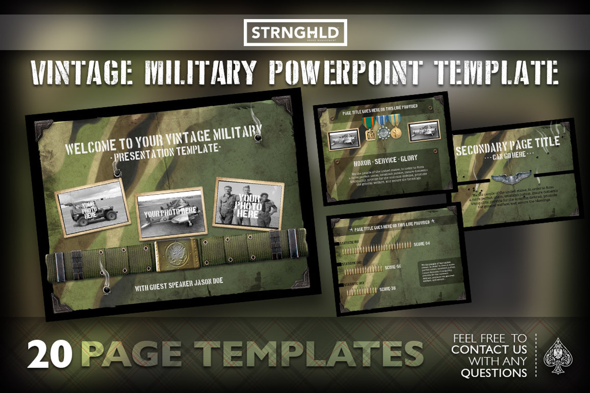 Vintage Military Powerpoint Template, a Presentation Template by Strongholdbrand (Photo 1 of 3)