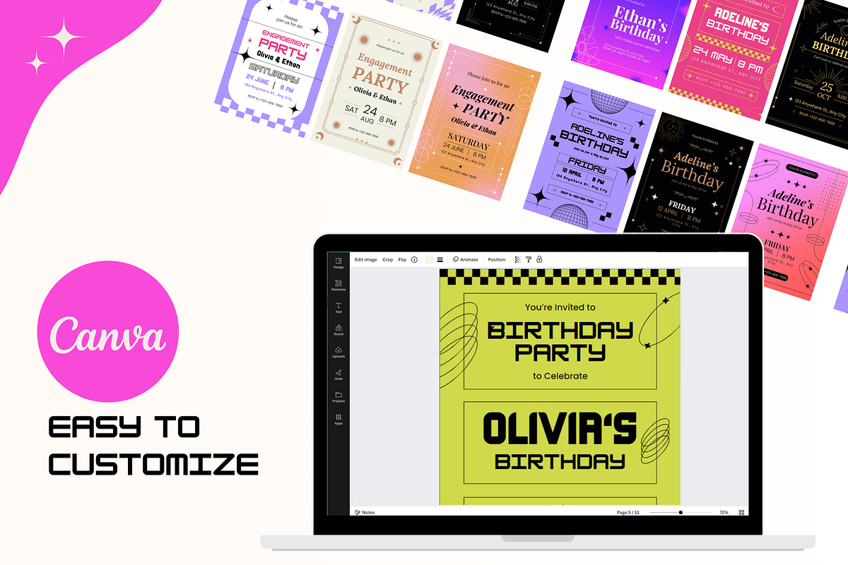90 Events Invitations, a Social Media Template by TemplateCastleStore (Photo 6 of 10)