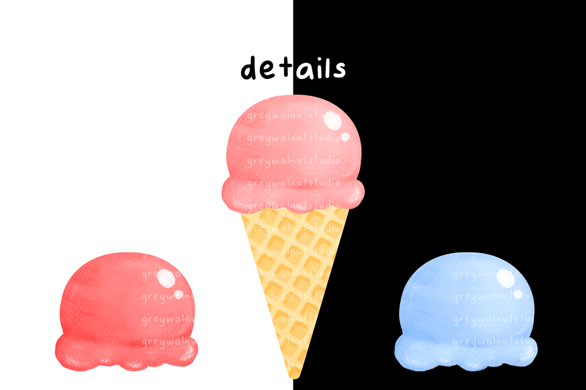 Ice Cream Cones Clipart, an Illustration by greywalnutstudio (Photo 6 of 6)