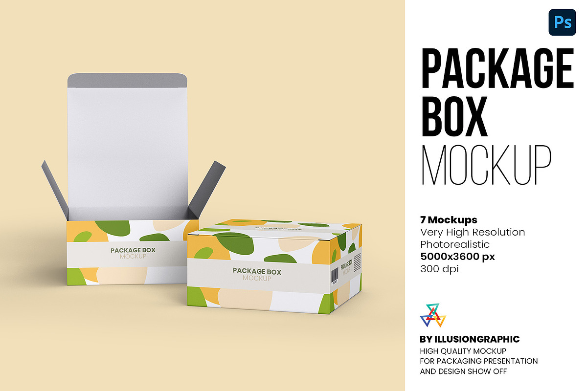 Package Box Mockup - 7 views, a Packaging Mockup by Illusiongraphic (Photo 1 of 19)