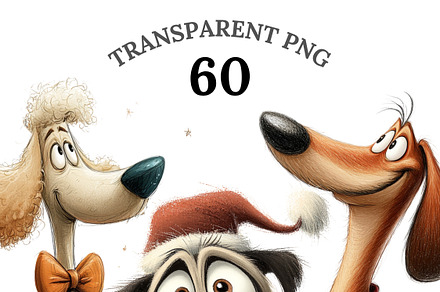 Quirky Christmas Dogs Clipart, a Decorative Illustration by Pati Charm Studio
