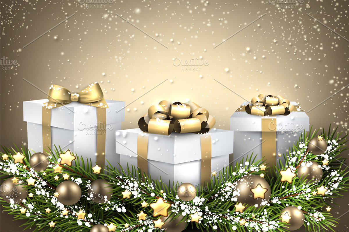 Big golden Christmas & New Year set, a Decorative Illustration by Vjom (Photo 3 of 30)
