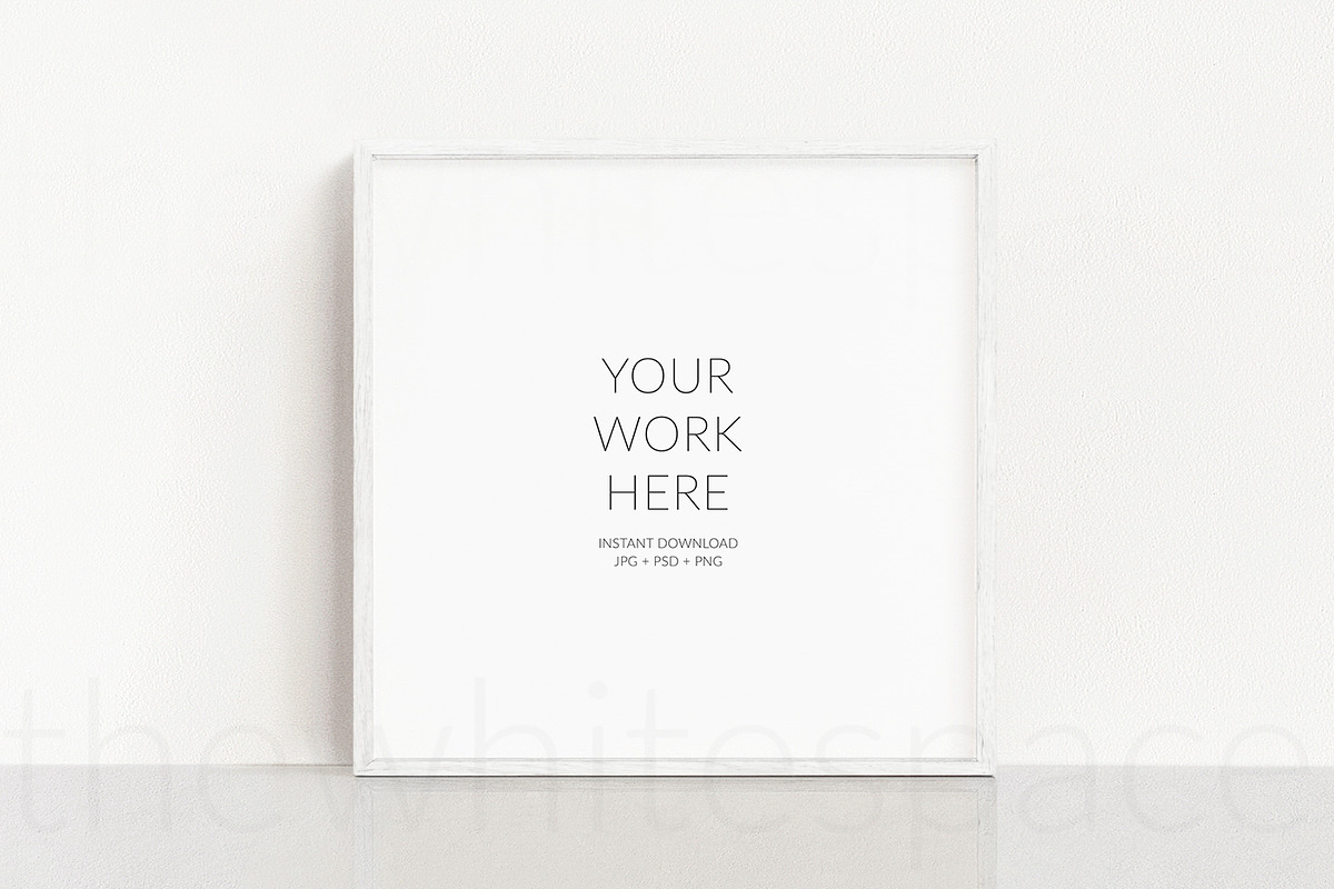 Minimalist White Square Frame Mockup, a Print Template by The White Space Co.