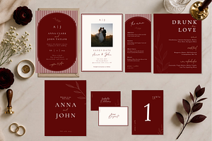 Luxury Burgundy Wedding Canva Bundle, a Stationery Template by Matisse Studio