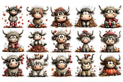 Autumn Highland Cow Clipart, an Animal Illustration by Nicolle's Colorful Art (Thumbnail 4 of 6)