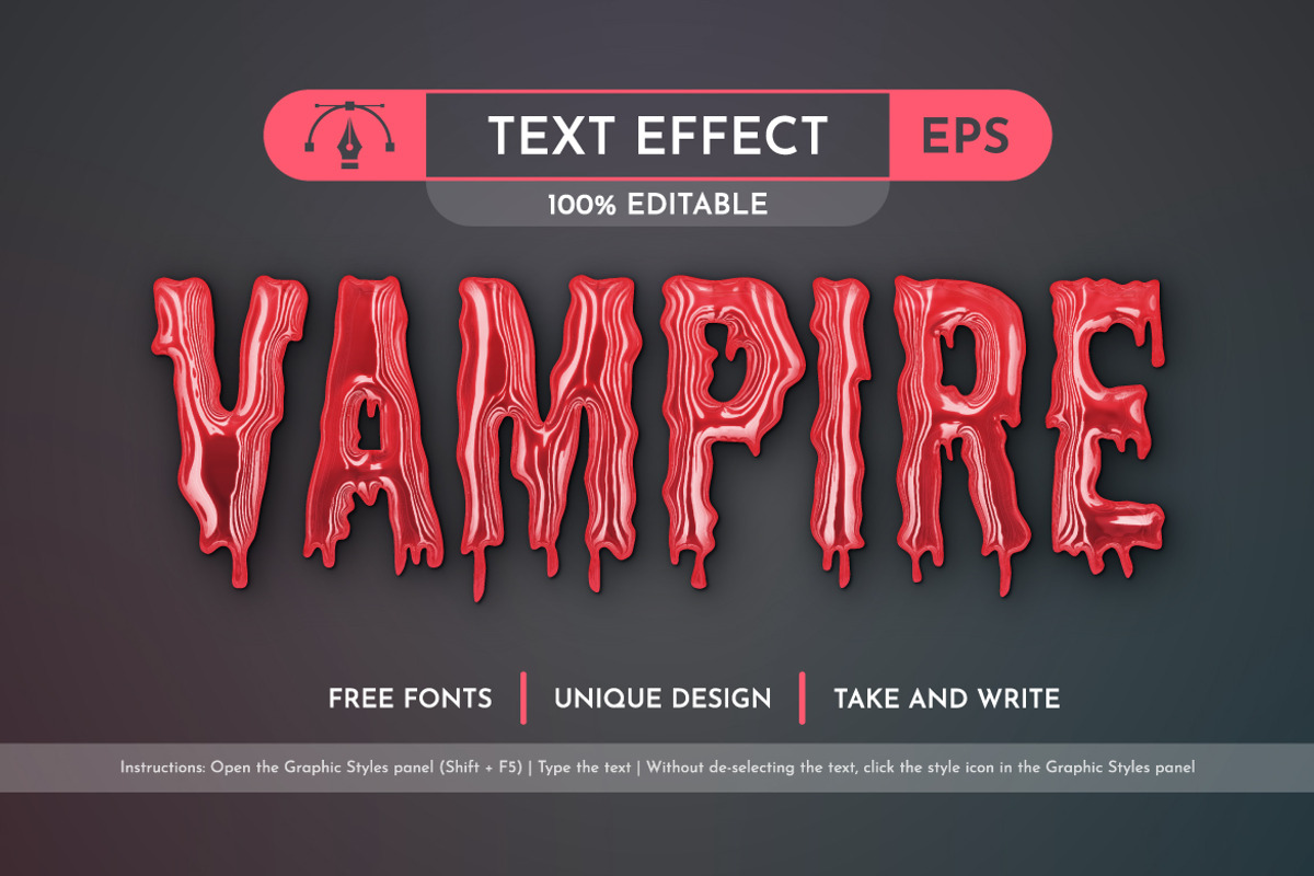5 Vampire Editable Text Effects, a Layer Style Add-On by rwgusev (Photo 4 of 7)
