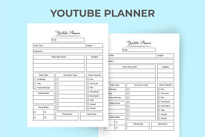 YouTube Planner KDP Interior Vector