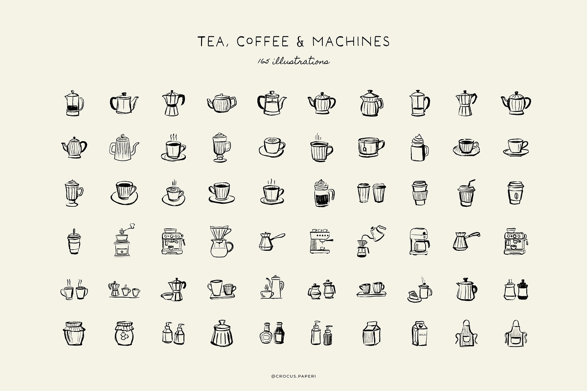 CAFÉ & COFFEE line art illustrations, a Food Illustration by Crocus Paperi (Photo 4 of 8)