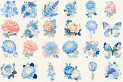 Watercolor Vintage Floral Clipart, an Illustration by DreamCafeArt (Thumbnail 2 of 6)