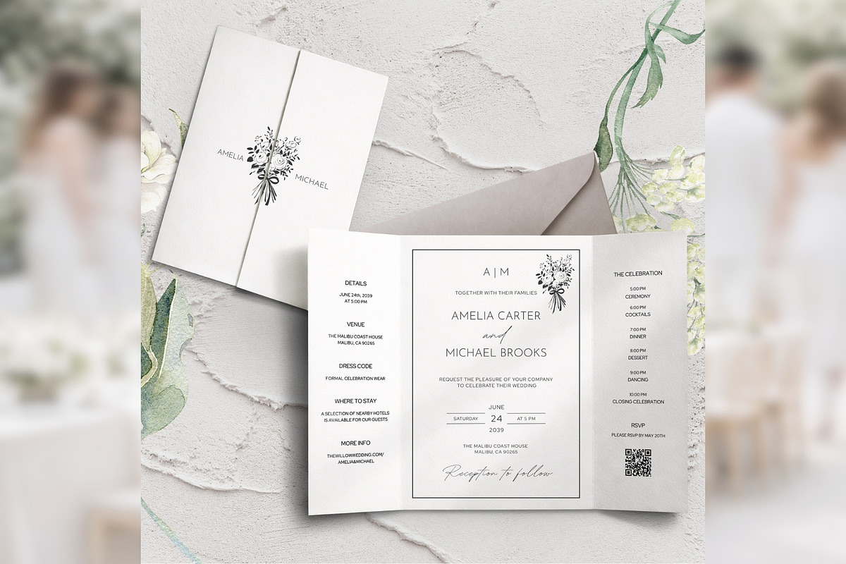 Modern Elegant Gatefold Canva bd009, an Invitation Template by TyphoonStudio (Photo 1 of 10)