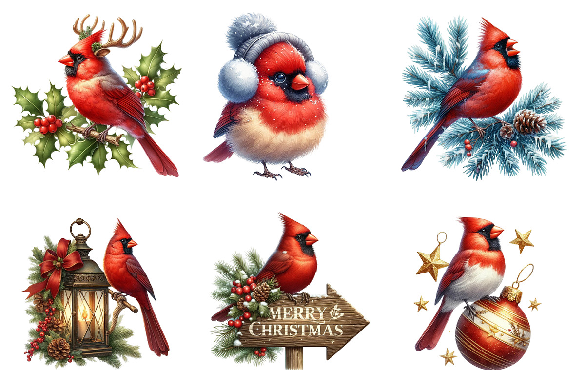 Watercolor Red Cardinal Clipart PNG, an Icon by SinaCreation (Photo 3 of 7)
